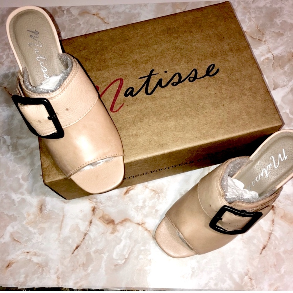 MATISSE BEATRICE Open Toe Mules, Slip On Sandal, NUDE, LIGHT PINK, TAUPE NEW